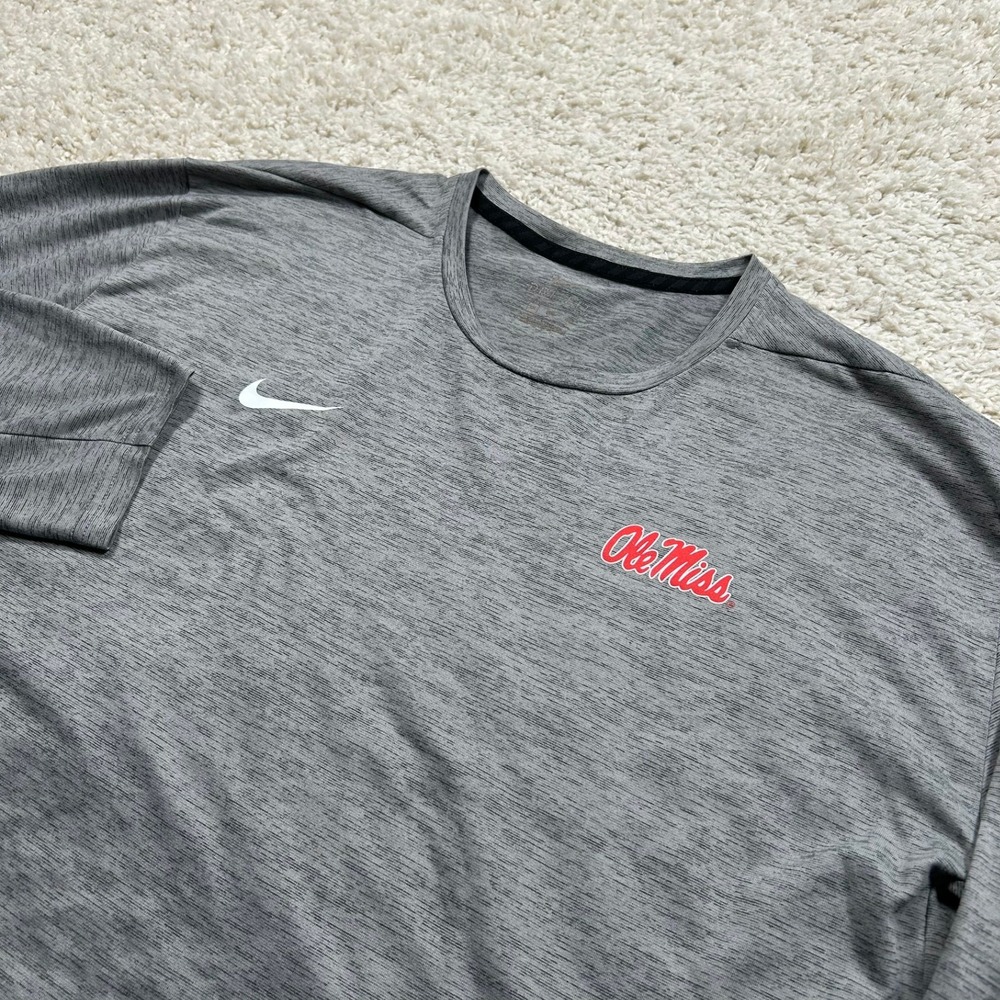 Nike Ole Miss Rebels Shirt 3XL Gray Dri-FIT Long Sleeve Performance Training Top